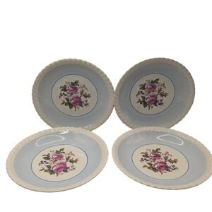 Johnson Brothers‎ Saucerers Old English Rose JB21 Windsor Ware Blue Set of Four